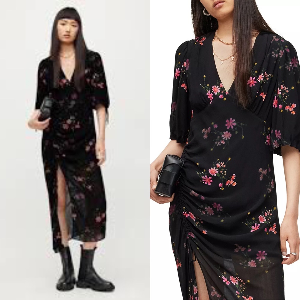 $395 ALLSAINTS Safiya Solanio Maxi Dress women size 6